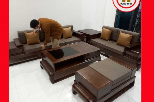 Bộ ghế sofa 2 văng đùi gà gỗ sồi