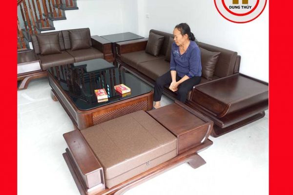 Bộ ghế sofa 2 văng thuyền cánh cong gỗ sồi Nga dongminh 2