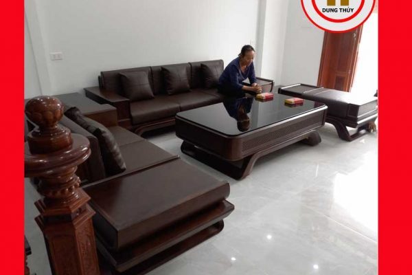Bộ ghế sofa 2 văng thuyền cánh cong gỗ sồi Nga dongminh 2
