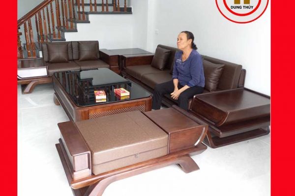 Bộ ghế sofa 2 văng thuyền cánh cong gỗ sồi Nga dongminh 2