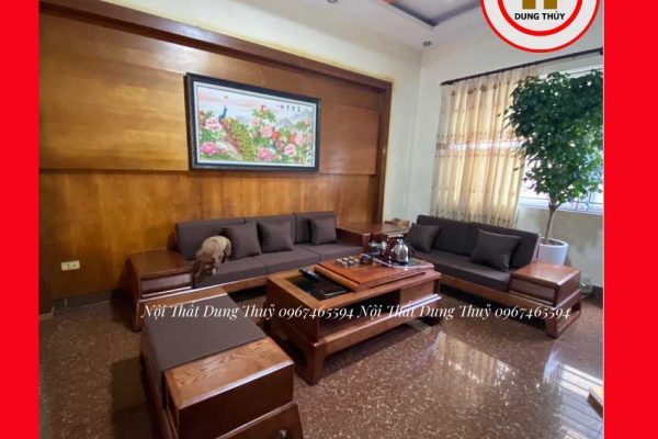 Bộ ghế sofa 2 văng chân quỳ chữ U gỗ sồi Nga