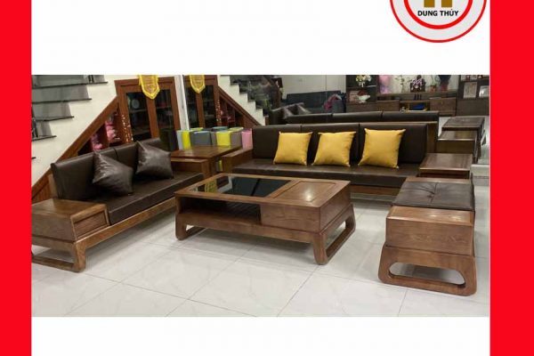 Bộ ghế sofa 2 văng chân quỳ gỗ sồi phucyen 2