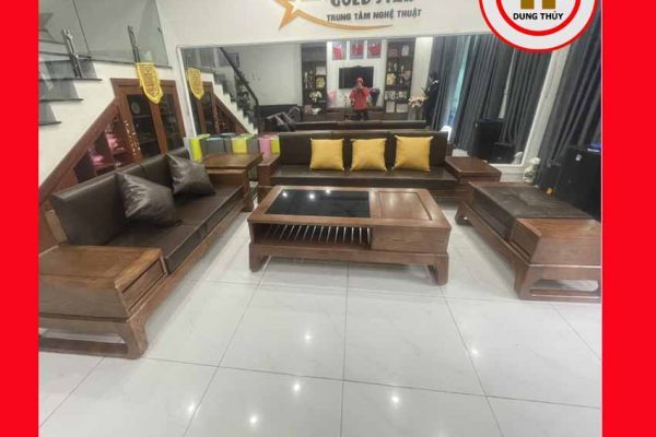 Bộ ghế sofa 2 văng chân quỳ gỗ sồi phucyen 2