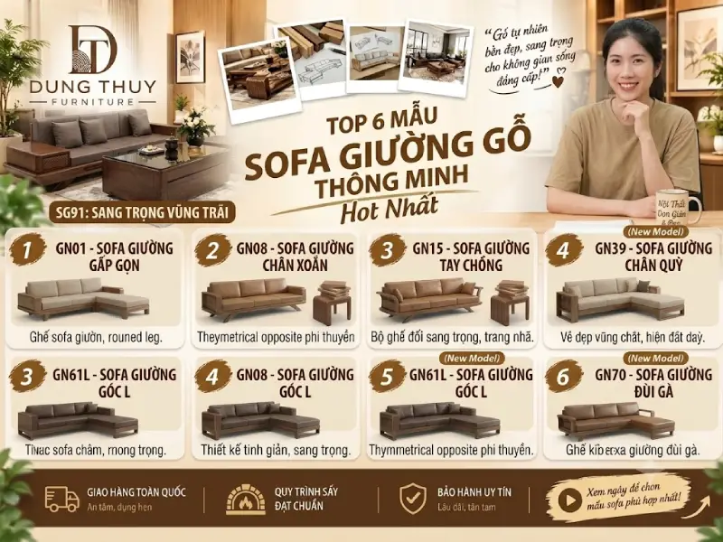 mẫu ghế sofa giường gỗ thông minh