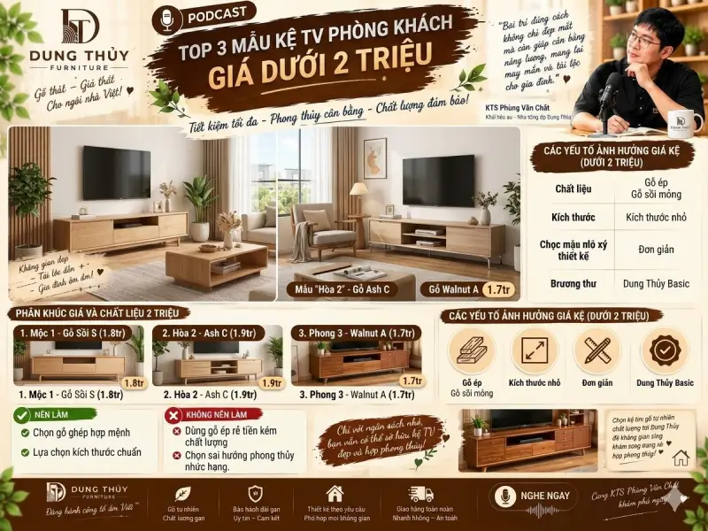 mẫu kệ để tivi cho phòng khách giá dưới 2 triệu