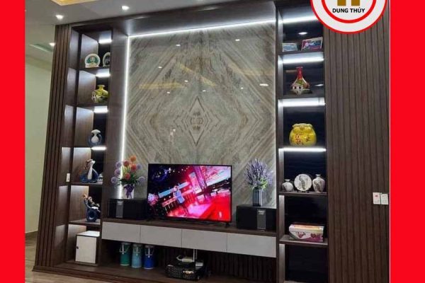 Vách nan sóng ốp tường nhiều ô gỗ công nghiệp VO06
