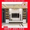 Vách ốp tường nan sóng kết hợp tủ rượu gỗ công nghiệp VO04