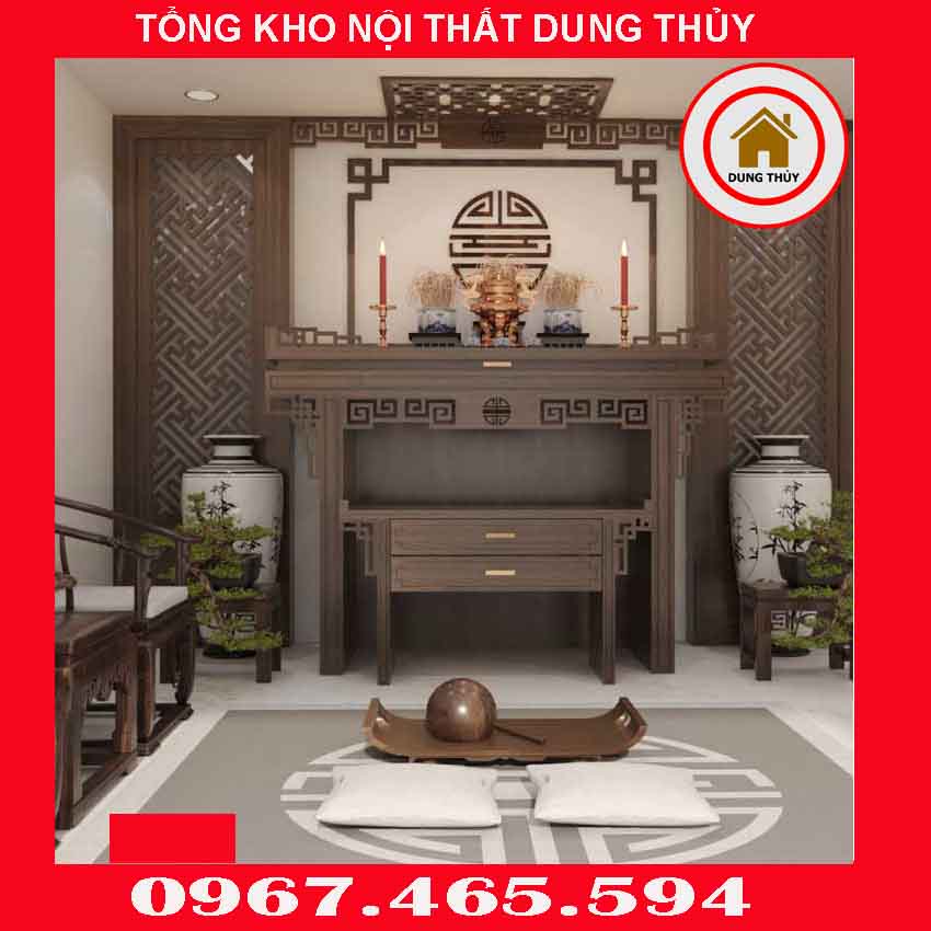 vách gỗ ốp tường phòng thờ bàn thờ