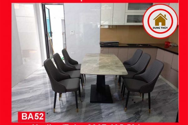 Bàn ăn chữ X đá ceramic 6 ghế Molly nhập khẩu BA52