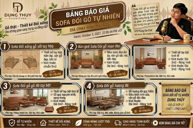 Bảng báo giá sofa đối gỗ tự nhiên