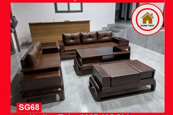 Bộ ghế sofa 2 văng đùi gà gỗ sồi