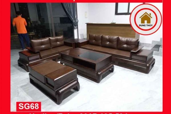 Bộ ghế sofa 2 văng đùi gà gỗ sồi