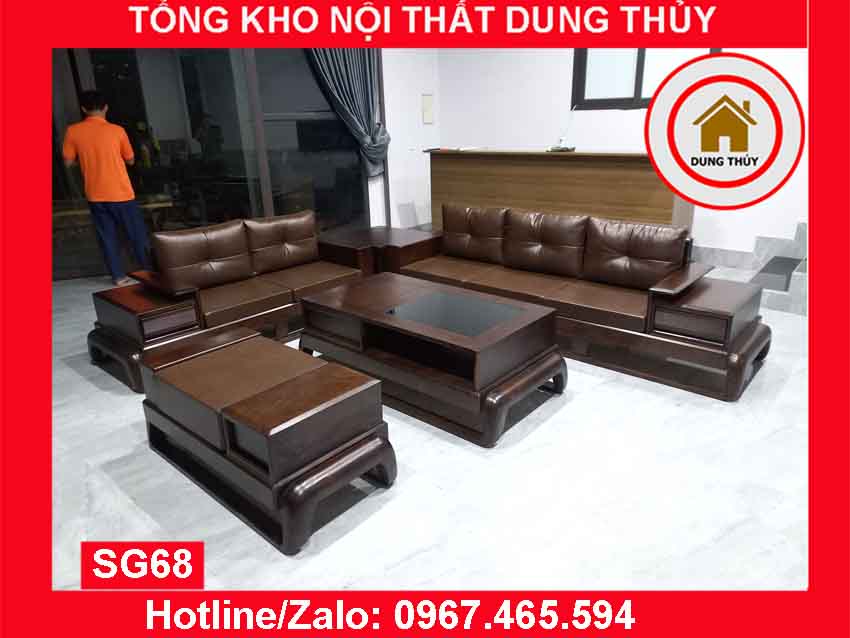 Bộ ghế sofa 2 văng đùi gà gỗ sồi