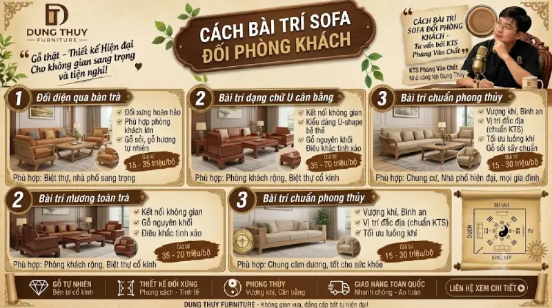 Cách bài trí sofa đối