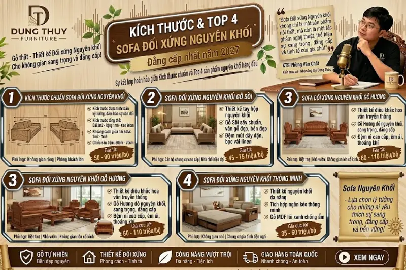 sofa đối xứng nguyên khối