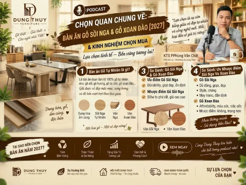 Nên chọn mua bàn ăn gỗ sồi Nga hay gỗ xoan đào