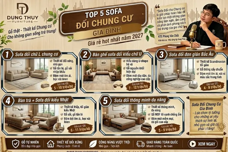 sofa đối chung cư gia đình