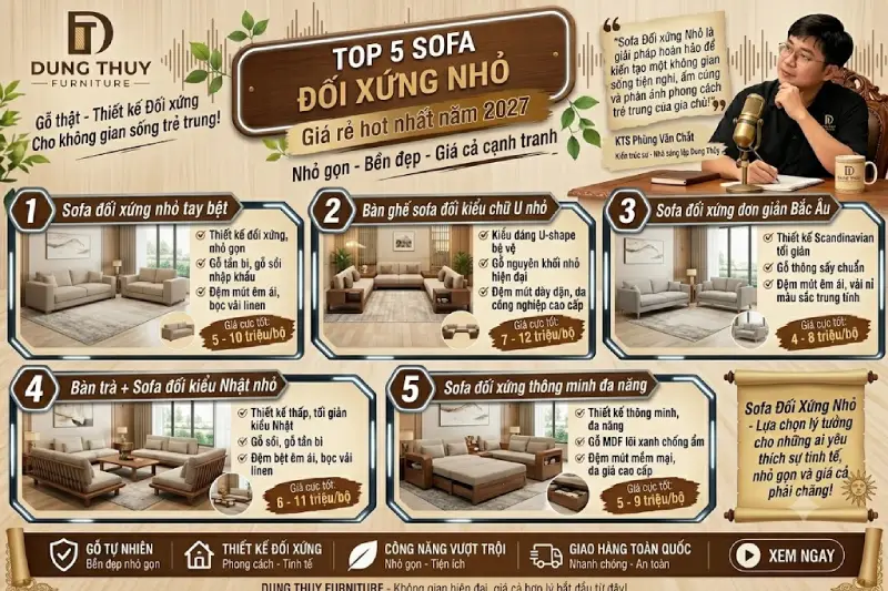 sofa đối xứng nhỏ giá rẻ