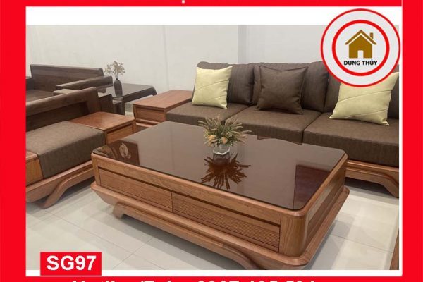 Bộ ghế sofa 2 văng thuyền cánh cong gỗ hương đá SG97