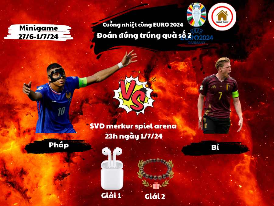 Cuồng nhiệt cùng EURO 2024: Đoán đúng trúng quà số 2: Pháp - Bỉ