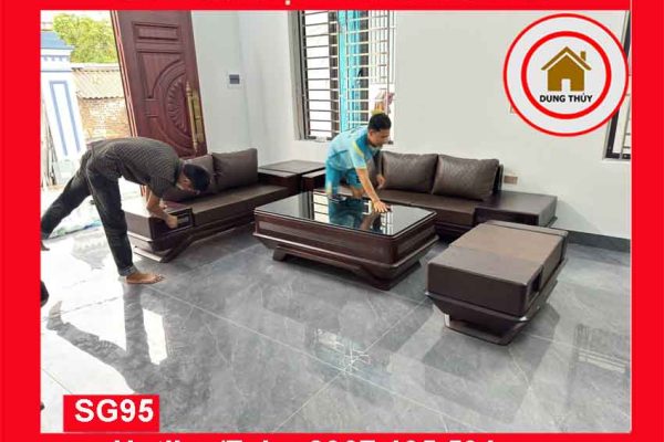 Bộ ghế sofa 2 văng thuyền cánh cong gỗ sồi Nga