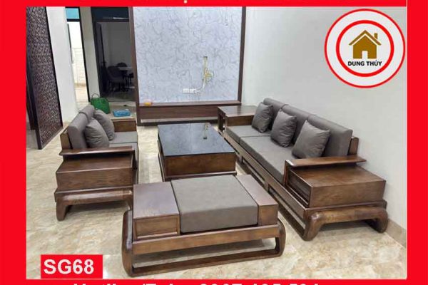 Bộ ghế sofa 2 văng đùi gà gỗ sồi Nga SG68 2024