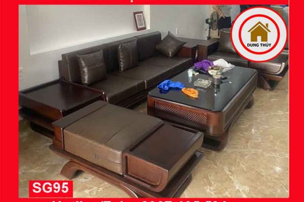Bộ ghế sofa 2 văng thuyền cánh cong gỗ sồi Nga SG95