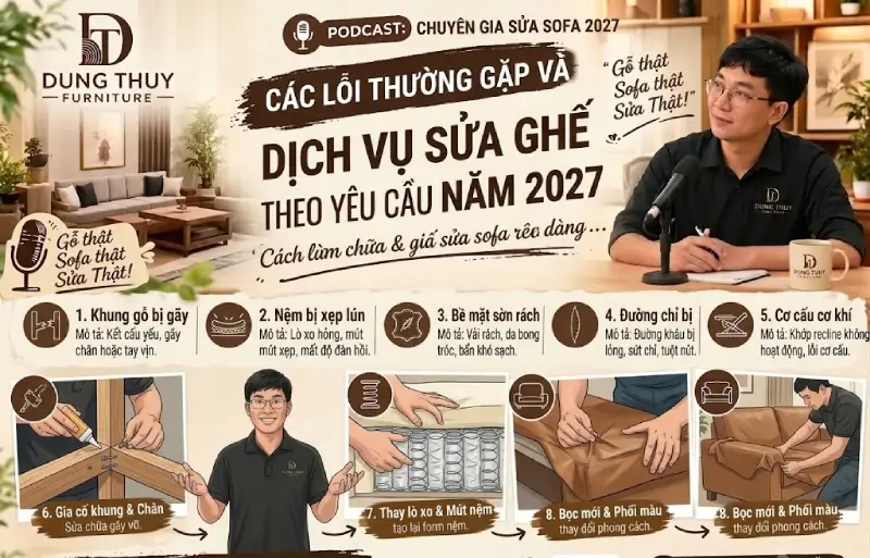 Cách tự làm đệm cho bàn ghế gỗ phòng khách tại nhà