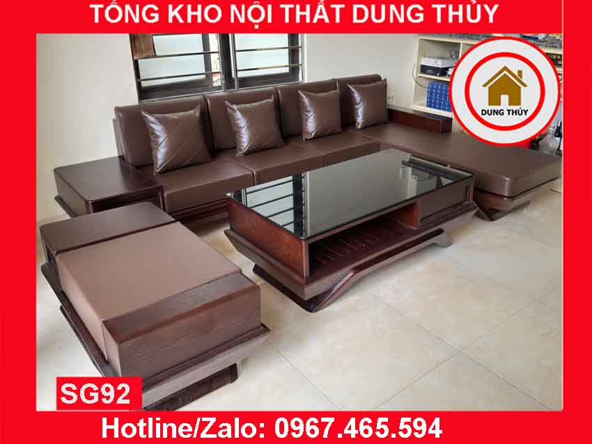 Sofa góc chữ L chân thuyền gỗ sồi Nga SG92 2024
