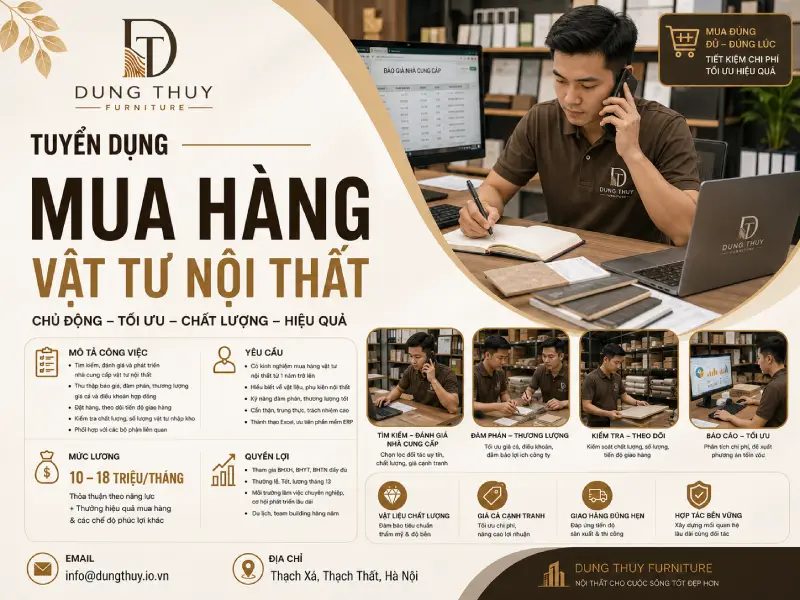 Tuyển dụng Mua hàng vật tư Nội thất