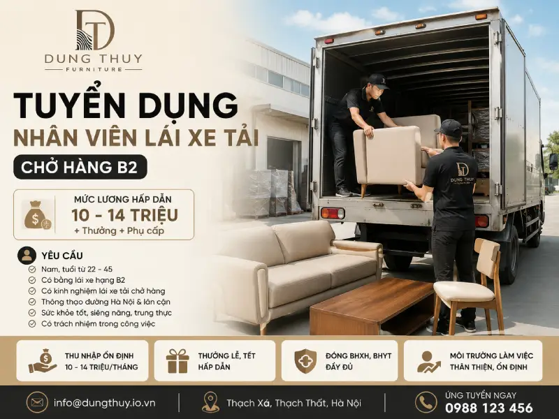 Tuyển dụng nhân viên lái xe tải chở hàng B2