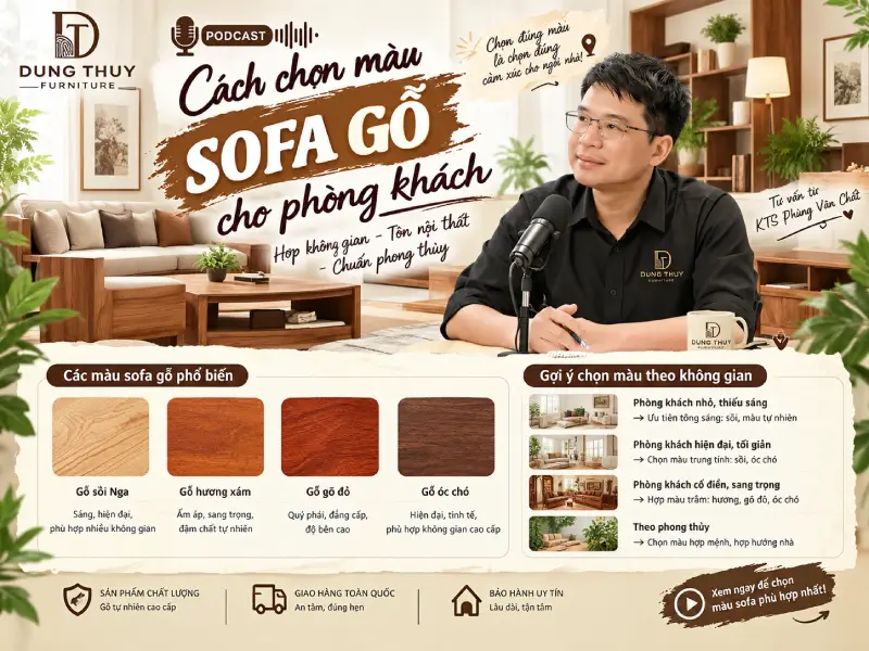 Cách chọn màu sofa gỗ cho phòng khách