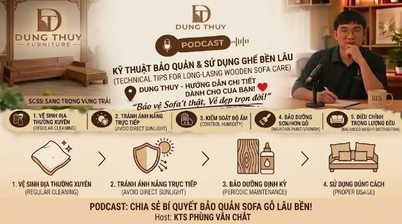 Kỹ thuật bảo quản sử dụng ghế sofa gỗ bền lâu năm 2027
