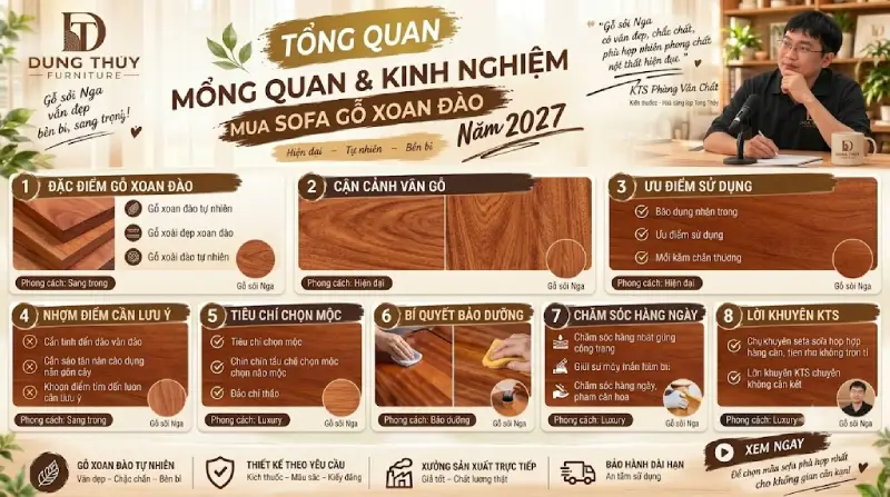 Tổng quan & Kinh nghiệm mua sofa gỗ xoan đào