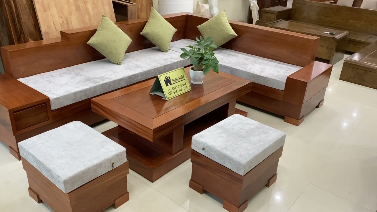 sofa gỗ nguyên khối gỗ xoan đào