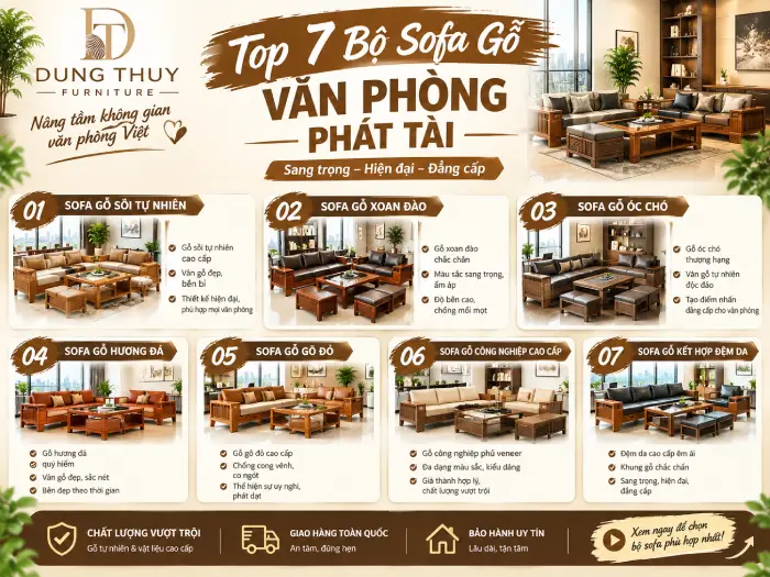 bộ sofa gỗ văn phòng phát tài