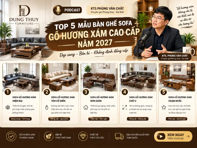 mẫu bàn ghế sofa gỗ hương xám cao cấp