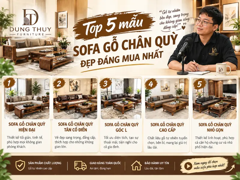 mẫu sofa gỗ chân quỳ đẹp
