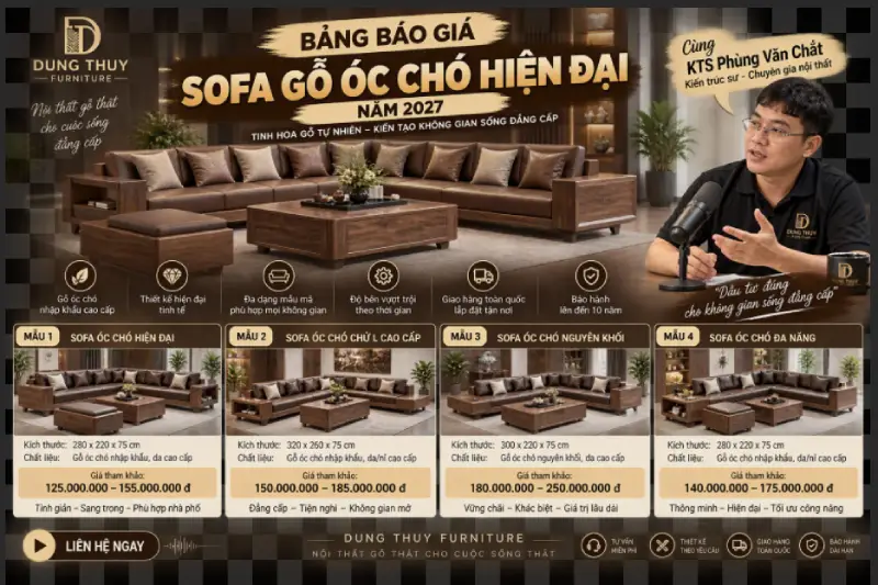 Báo giá Sofa gỗ óc chó hiện đại