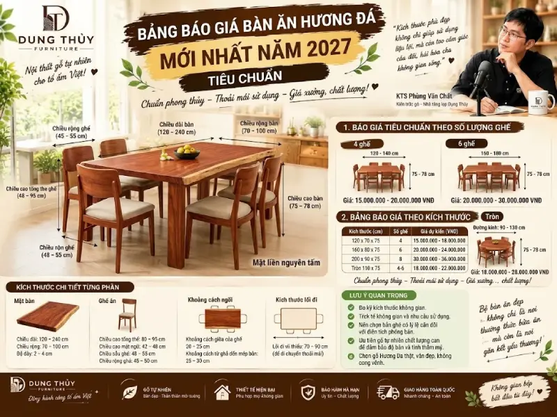 Báo giá bàn ăn gỗ hương
