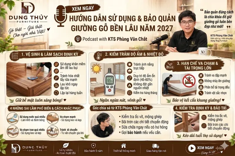 Cách sử dụng & Bảo quản giường gỗ