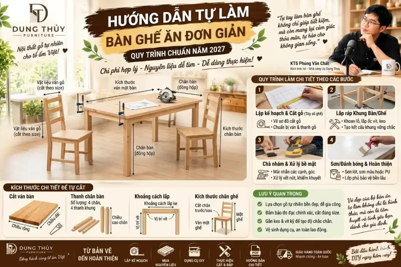 Cách tự làm bàn ghế ăn đơn giản