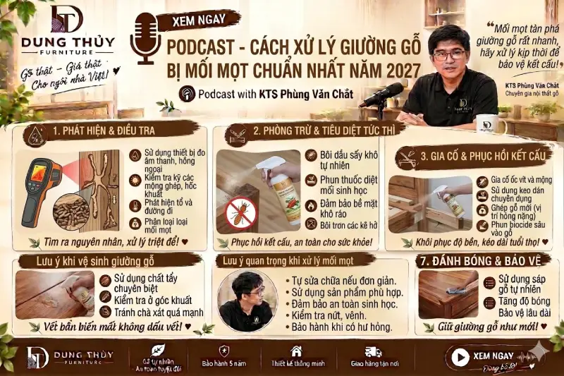 Cách xử lí giường gỗ bị mối mọt chuẩn nhất năm 2027