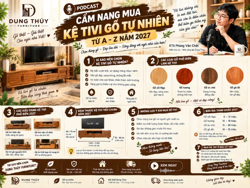 Cẩm nang mua Kệ tivi gỗ tự nhiên từ A-Z