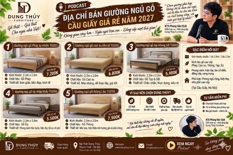 Địa chỉ bán giường ngủ gỗ Cầu Giấy giá rẻ năm 2027