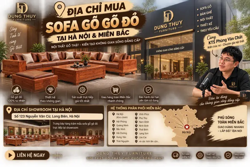Địa chỉ mua sofa gỗ gõ đỏ tại Hà Nội & Miền Bắc