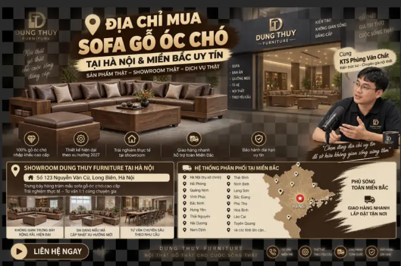 Địa chỉ mua sofa gỗ óc chó tại Hà Nội & Miền Bắc uy tín năm 2027
