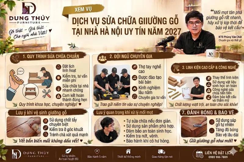 Dịch vụ sửa chữa giường gỗ tại nhà Hà Nội
