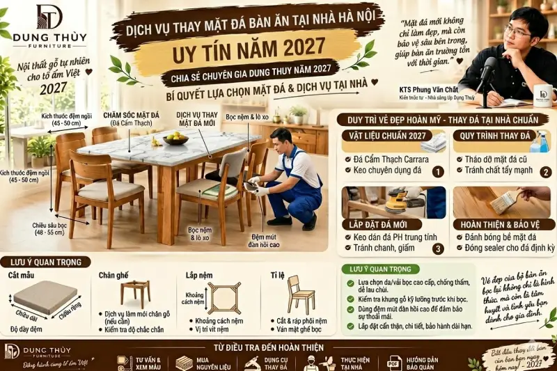 Dịch vụ thay mặt đá bàn ăn tại nhà Hà Nội
