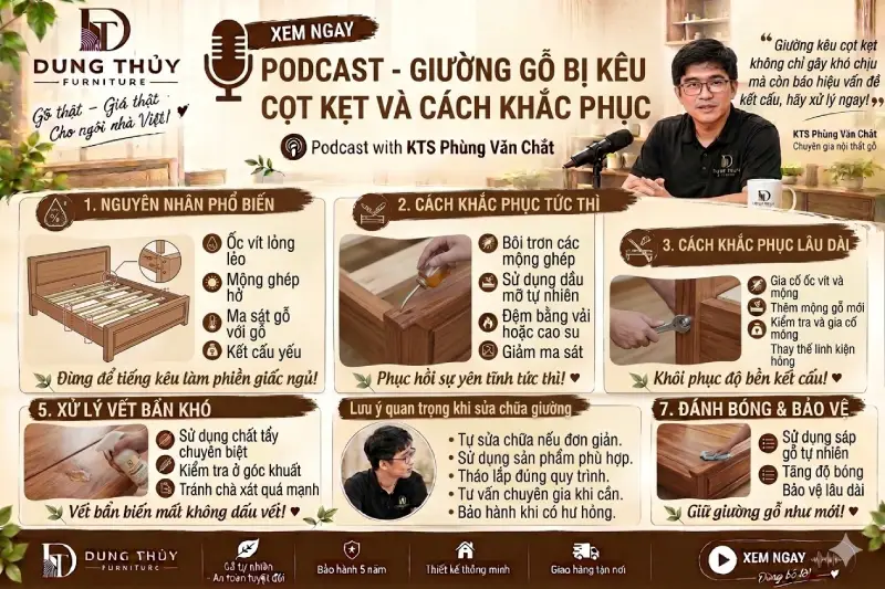Giường gỗ bị kêu cọt kẹt
